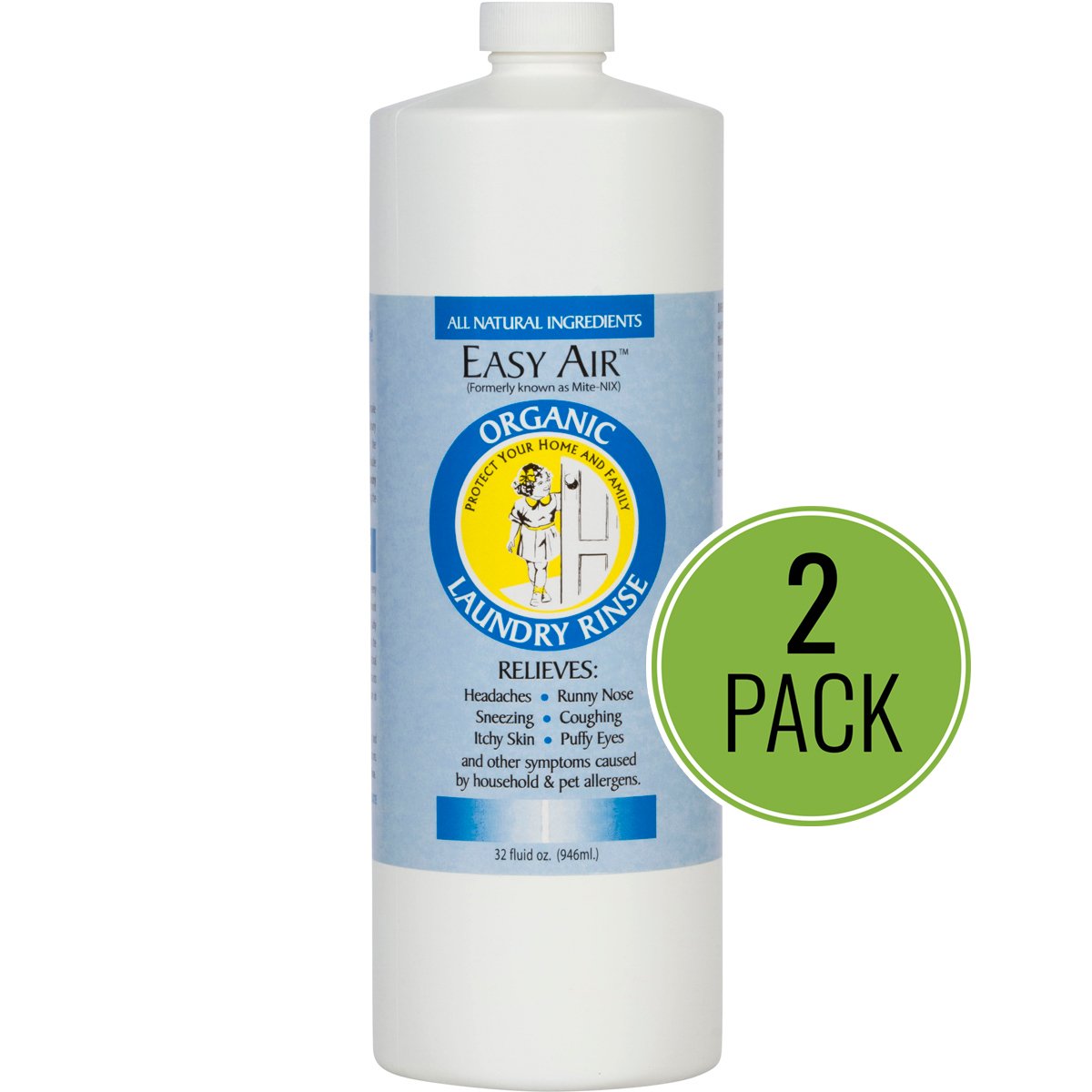 Easy Air Organic Allergy Relief Laundry Rinse REFILL 2-Pack